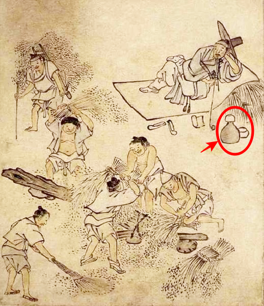 makgeolli bowl in Kimhongdo's painting